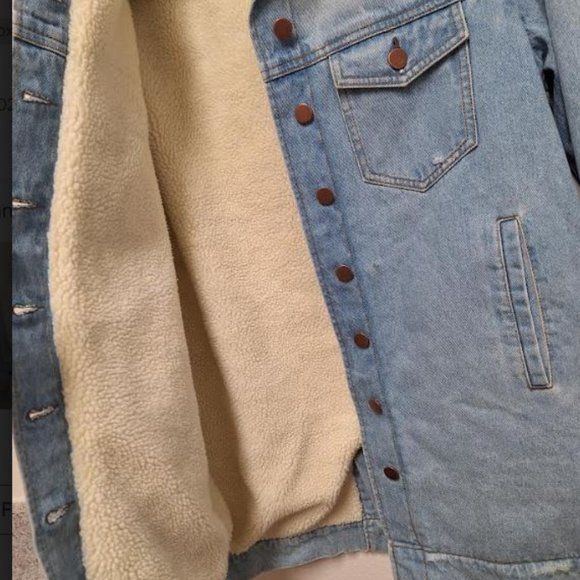 Woman  Denim Long Jacket W/ Sherpa lining , Size S, Sample Sale - Picture 4 of 4